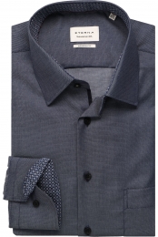 ETERNAOverhemddonkerblauwGestructureerd