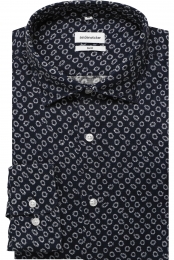 SeidenstickerLinnenOverhemddonkerblauwBedrukt