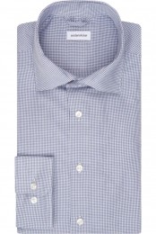 SeidenstickerOverhemdblauwPiedDePoule