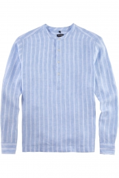 OLYMPCasualLinnenOverhemdblauwGestreept