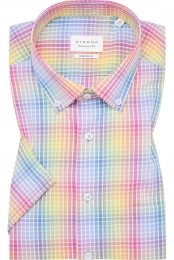 ETERNAOverhemdKortemouwblauwgeel