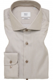 ETERNA1863Overhemdbeige-bruinGestructureerd
