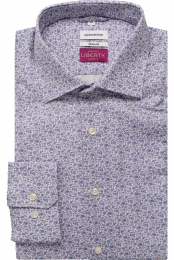 SeidenstickerOverhemdlichtblauwBloemen