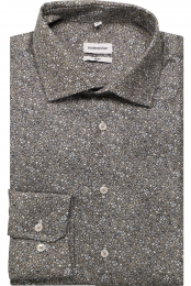 SeidenstickerOverhemdlichtbruinBloemen