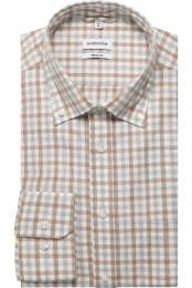 SeidenstickerFlanellenOverhemdbeigeRuit