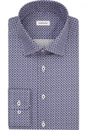 SeidenstickerOverhemdblauwBedrukt