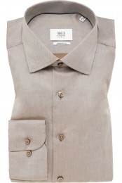 ETERNA1863Overhemdbeige-bruinEffen