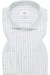 ETERNA1863LinnenOverhemdgroenGestreept