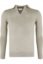 ProfuomoPoloshirtlangemouwbeigeEffen