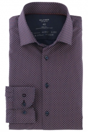 OLYMPLevelFive24SevenOverhemdblauwroodMotief