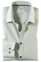 OLYMPLevelFiveOverhemdgroenwitGestructureerd