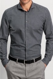 OLYMPLevelFiveGarmentWashedOverhemdgrafietVichyruit