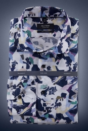 OLYMPSIGNATURESoftBusinessOverhemdblauwMotief