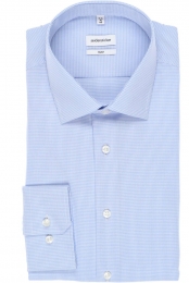SeidenstickerOverhemdlichtblauwRuit