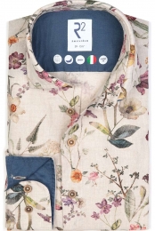 R2AmsterdamLinnenOverhemdbeigeMotief