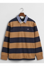 GANTPoloshirtlangemouwbruinGestreept