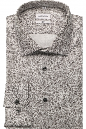 SeidenstickerOverhemdmiddengrijsBloemen