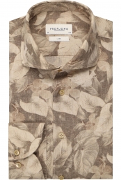 ProfuomoLinnenOverhemdbeigeBloemen