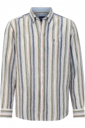 BABISTALinnenOverhemdkakiGestreept