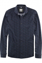 OLYMPLevelFiveSmartCasualOverhemdmarineMotief