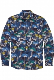 OLYMPCasualLinnenOverhemdmarineBedrukt