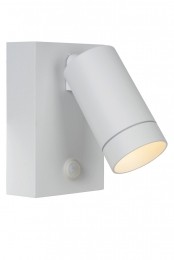 LucideTAYLOR-WandspotWandlampBinnenBuiten-1xGU10-IP54-Bewegingssensor-Wit