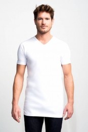 SlaterBasicFit2packT-shirtV-halsWitExtraLongL