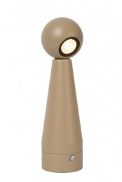 LucideIPSOS-OplaadbareTafellamp-AccuBatterij-LEDDimb-1x3W2700K-Taupe