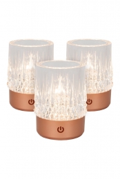 LucideLILY-OplaadbareTafellamp-AccuBatterij-8cm-LEDDimtowarm-1x3W2700K3000K-Koper-Setvan3
