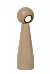 LucideIPSOS-OplaadbareTafellamp-AccuBatterij-LEDDimtowarm-1x3W3000K3200K-Taupe