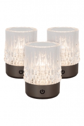 LucideLILY-OplaadbareTafellamp-AccuBatterij-8cm-LEDDimtowarm-1x3W2700K3000K-Zwartchroom-Setvan3