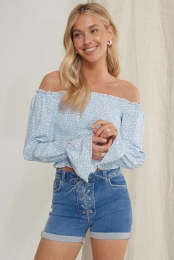 NA-KD-MaatEU38-PuffySleeveSmocked-VrouwenT-shirt-FlowerPrint