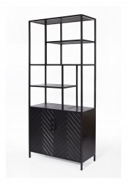 LivingFurnWandkastYorkMangohoutenstaal210x90cm-Zwart