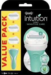 WilkinsonWilkinsonSwordIntuition2-in-1SensitiveCare-Scheermes-Voordeelverpakking-Navulmesjes3stuks-metHouder