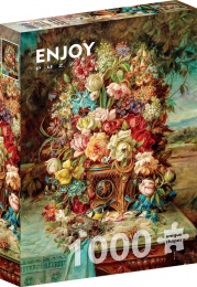 FlowersStillLifewithBluebirdPuzzel1000stukjes