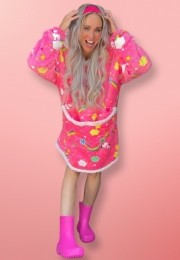 Draagbaredekenmetcapuchonmouwen-unicornroze