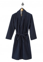 Hotelbadjasdonkerblauw-ruitrelif-lxl