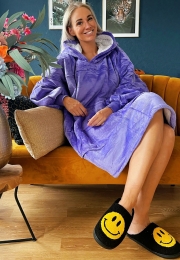 Draagbaredekenmetcapuchonmouwen-paars