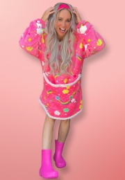 Draagbaredekenmetcapuchonmouwen-unicornroze