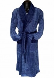 VanDyckunisexbadjasveloursdonkerblauw-m