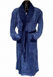 VanDyckunisexbadjasveloursdonkerblauw-m