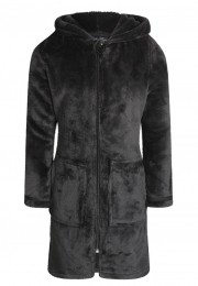 CharlieChoezwartedonkergrijskinderbadjasmetritsencapuchon-zachtfleece