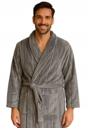 Zachtefleeceherenbadjasgrijs-streepmotief