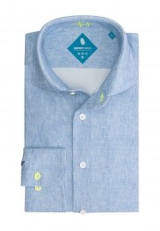 DistrictIndigoOverhemdPerformanceLichtBlauwGemleerd44