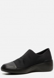 EccoSoft7WedgeInstapperszwartTextiel