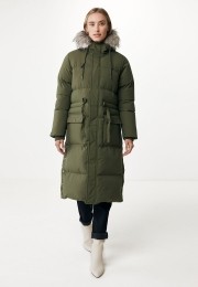 HoodedJacketMetUitneembareBontkraagOlijfgroen