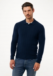 PoloKnittedStripedMidNavy
