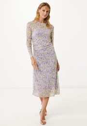 JurkMeshmetBloemenprintPaars