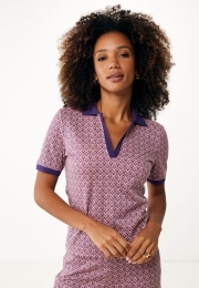 PoloJacquardGebreidPaars