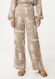 BroekmetGrafischeprintBeige